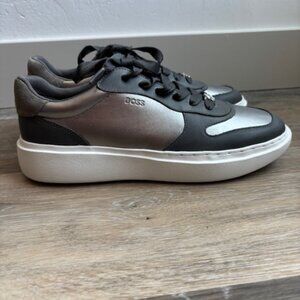 Hugo Boss Faux-leather trainers with silver-tone details